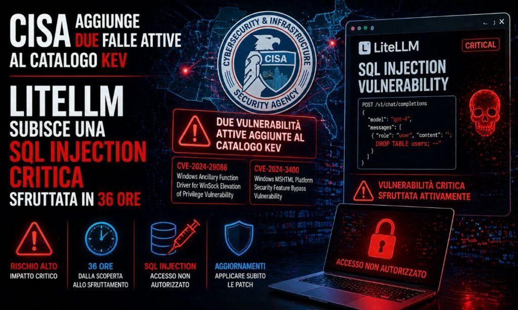 cisa kev aggiornamento litellm sql injection exploit record