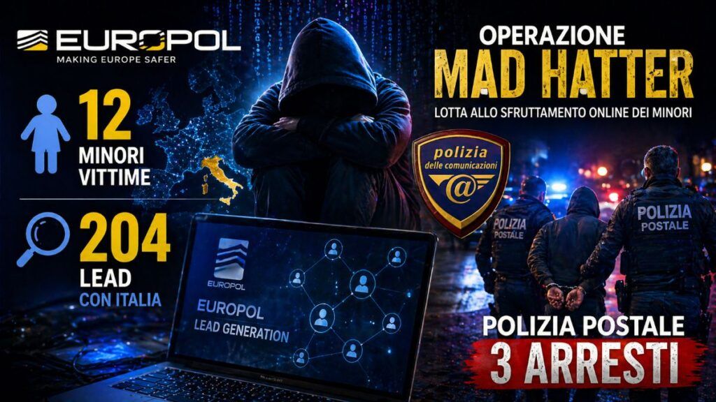 europol taskforce minori identificati operazione mad hatter polizia postale