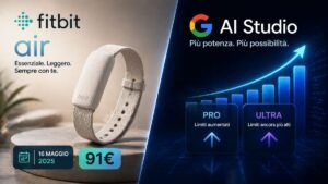 Fitbit Air lancia la sfida a WHOOP: in arrivo il tracker senza schermo. Intanto Google alza i limiti su AI Studio per gli abbonati