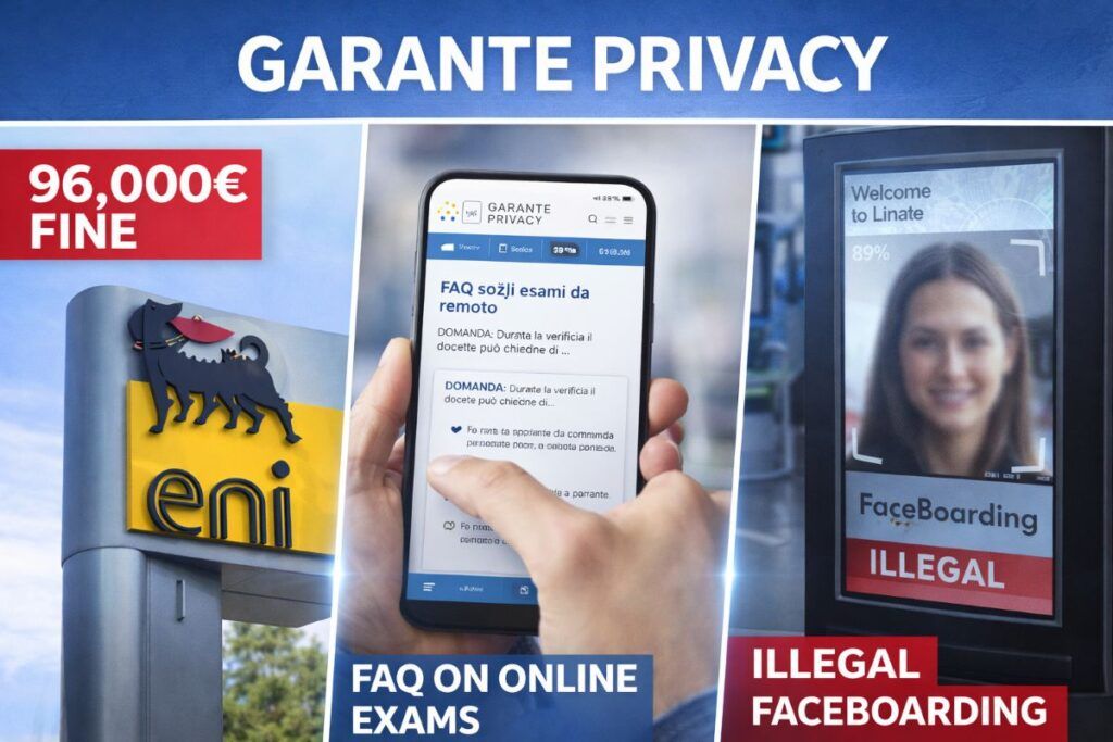 garante privacy multa eni stop faceboarding linate email