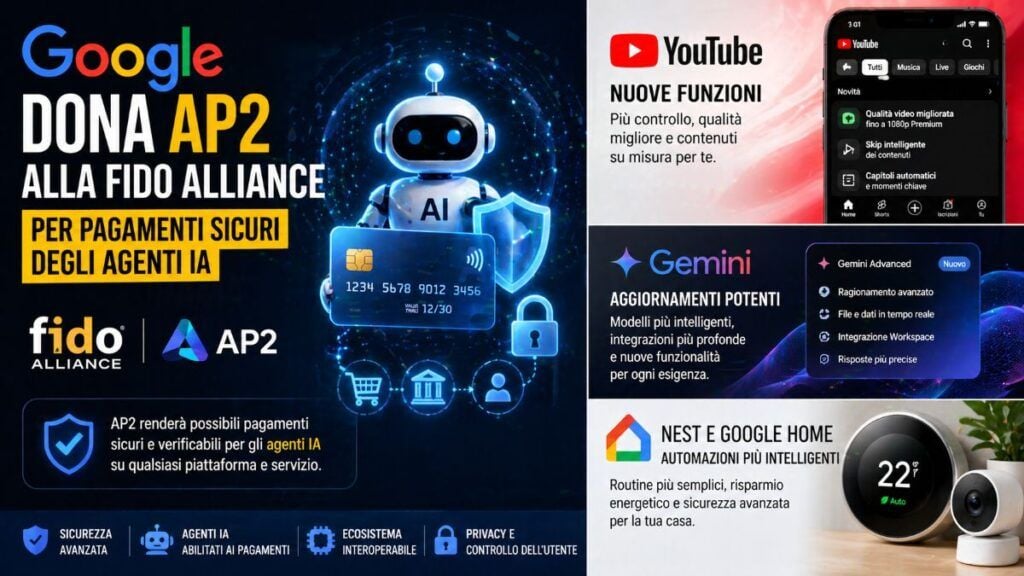 google ap2 fido alliance pagamenti agenti ia youtube nest