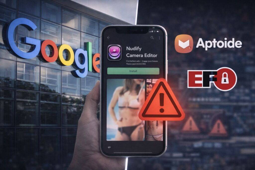 google bufera app nudify antitrust aptoide eff privacy dati