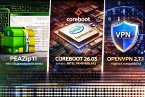 Tris d'assi per l'Open Source: PeaZip mette il turbo, coreboot accoglie Intel PantherLake e OpenVPN si blinda 3 Tris d’assi per l’Open Source: PeaZip mette il turbo, coreboot accoglie Intel PantherLake e OpenVPN si blinda