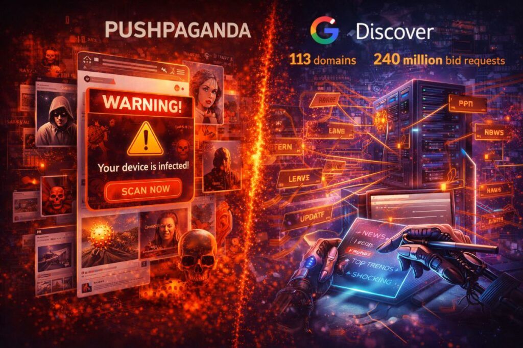 Allarme "Pushpaganda": articoli generati dall'IA invadono Google Discover per diffondere truffe e scareware 2 pushpaganda google discover ia