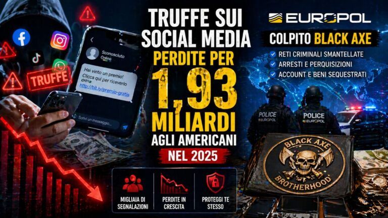 truffe social media 2025 dati ftc arresti black axe europol