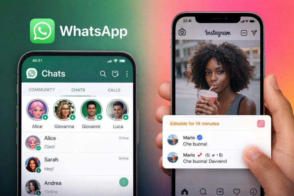 whatsapp stati scheda chat instagram modifica commenti 15 minuti