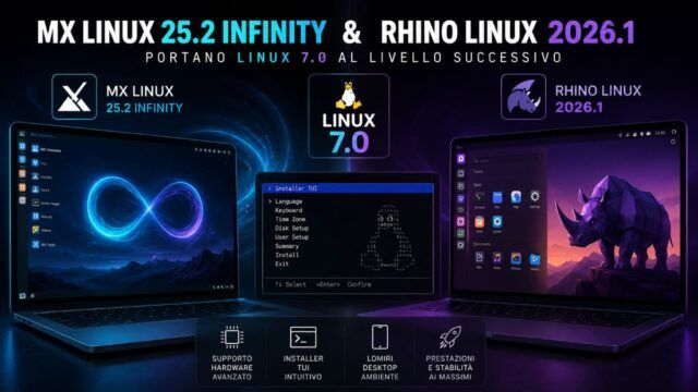 MX Linux 25.2 Infinity e Rhino Linux 2026.1 aggiornano Linux 7.0 tra ...