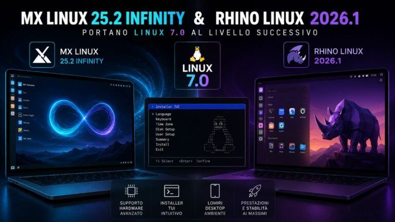MX Linux 25.2 Infinity e Rhino Linux 2026.1