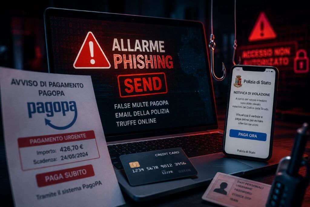 Allarme phishing SEND, false multe PagoPA e finte email della Polizia 2 allarme phishing send false multe pagopa finte email della polizia