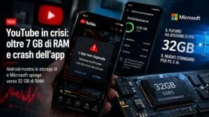 RAMageddon: nuovo bug YouTube fa crashare i PC, Android corre ai ripari per l’IA e Microsoft cambia i requisiti hardware