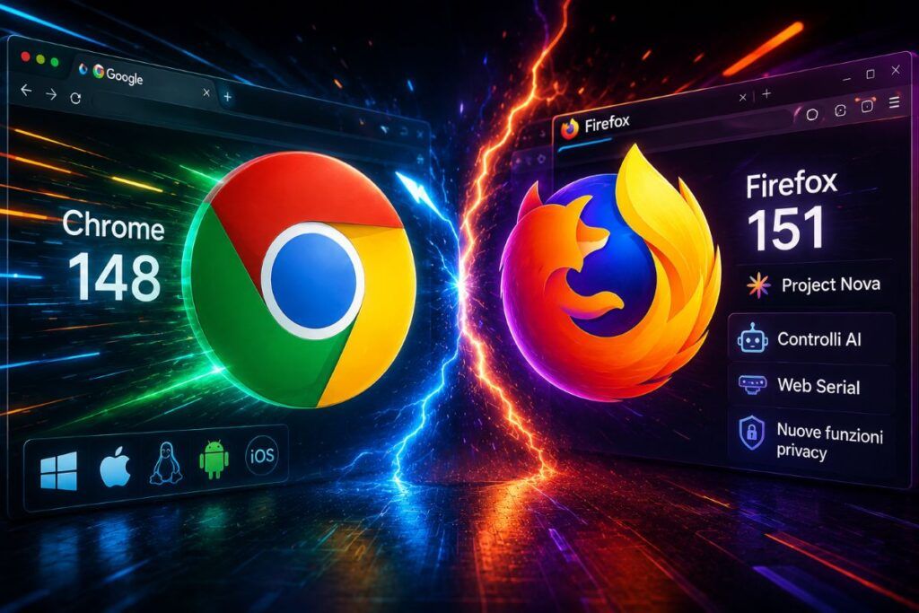 Google aggiorna Chrome 148 e Mozilla ridisegna Firefox 151 tra AI, sicurezza e Web Serial 2 chrome 148 firefox 151 1