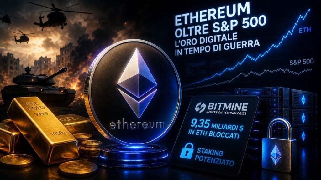 ethereum supera sp500 oro digitale crisi iran bitmine