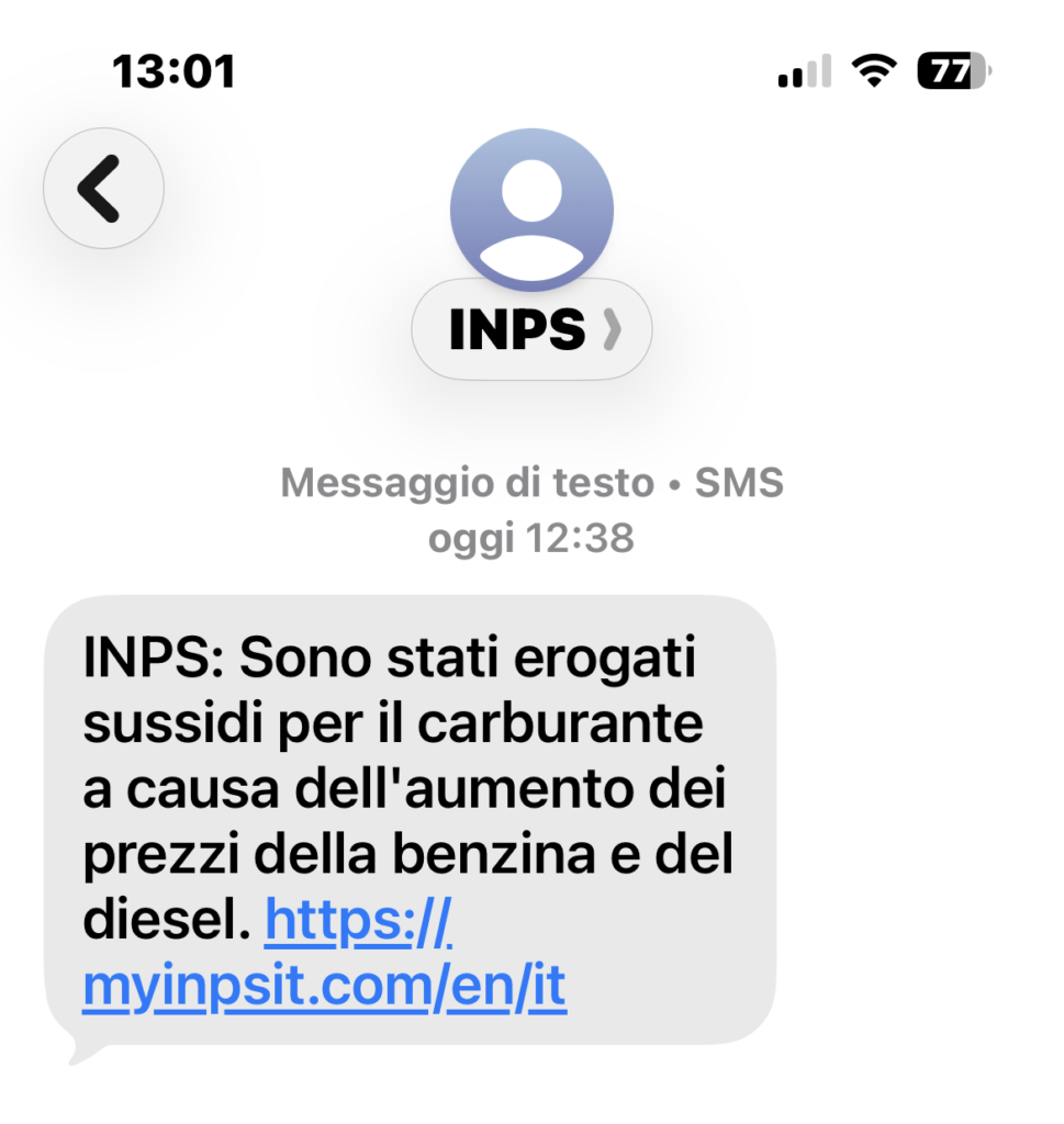 Smishing INPS: falso bonus carburante ruba dati carte di credito 3 image 402