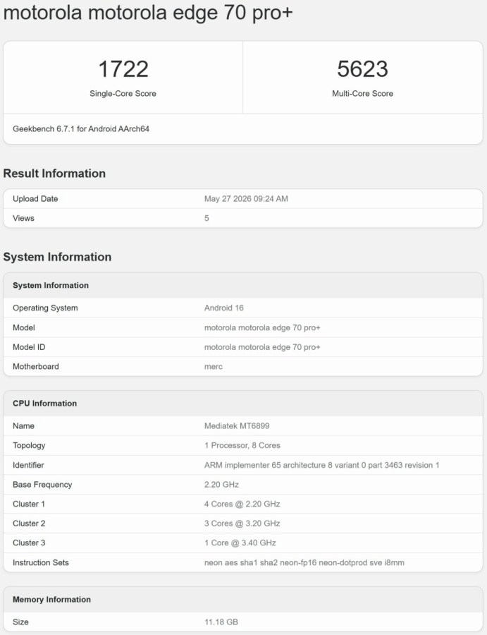 Edge 70 Pro Plus: Geekbench svela le specifiche chiave del nuovo flagship killer 3 image 753