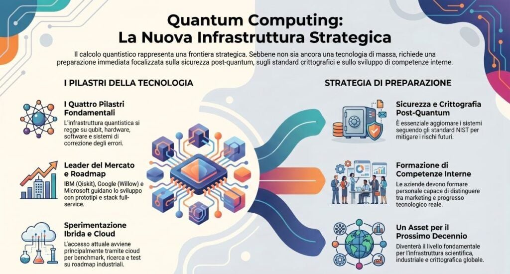 infrastruttura quantum computing infografica