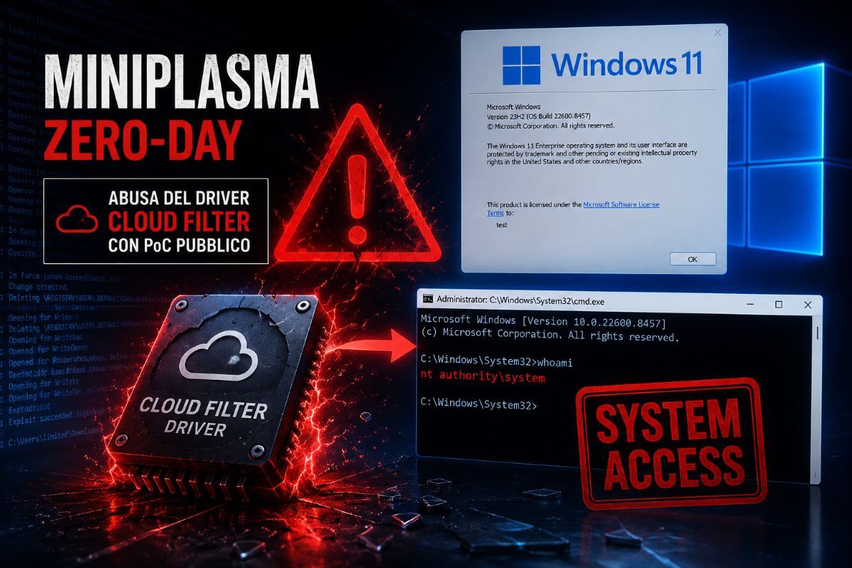MiniPlasma concede accesso SYSTEM su Windows aggiornati tramite driver ...