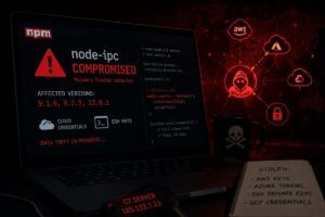 node-ipc compromesso su npm con backdoor stealer che ruba credenziali cloud e SSH