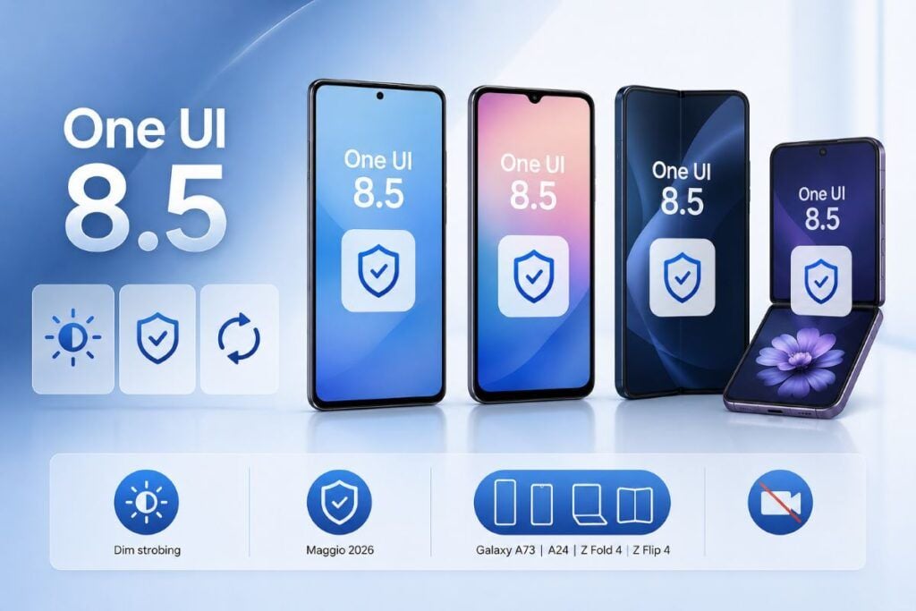 Samsung aggiunge Dim strobing su One UI 8.5 e aggiorna i Galaxy A e pieghevoli 2 one ui 8 5 dim strobing
