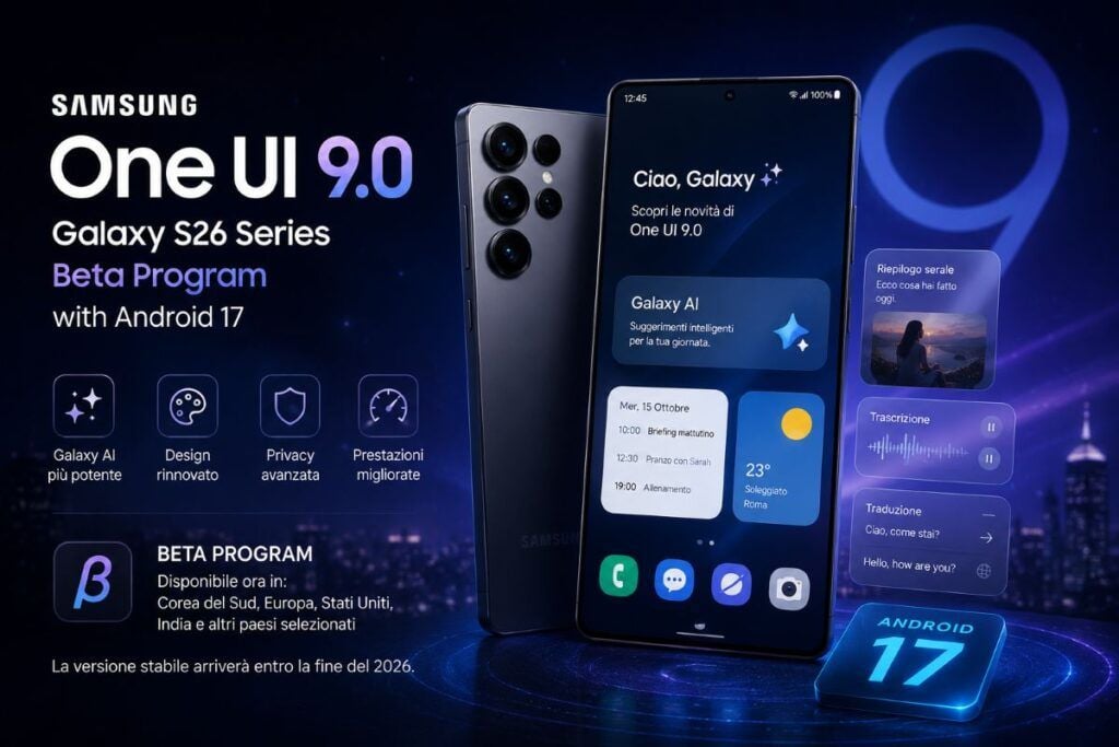 Samsung apre One UI 9.0 Beta sui Galaxy S26 italiani con Galaxy AI evoluta 2 one ui 9 beta s26