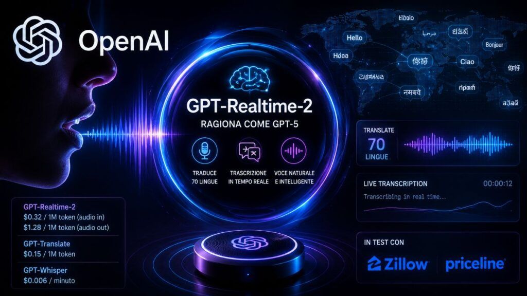 openai modelli vocali gpt realtime 2 translate whisper