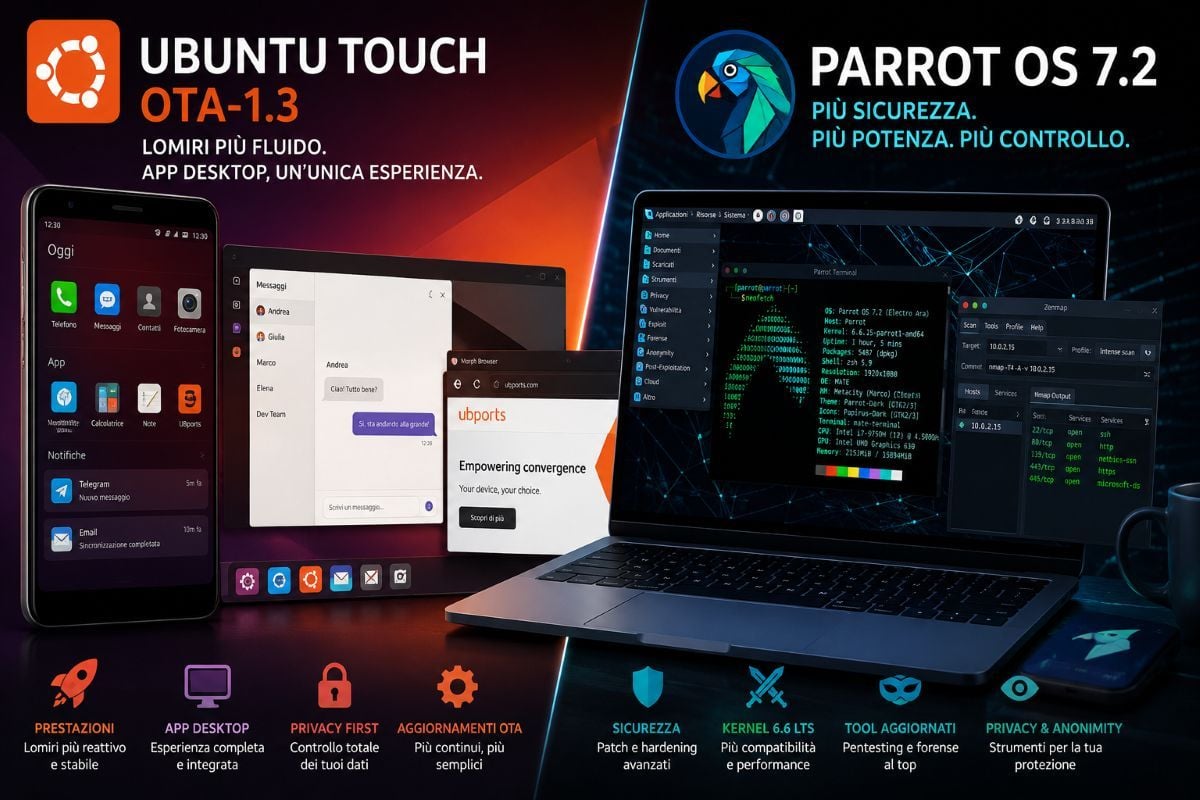 Ubuntu Touch Rice Ubuntu Touch OTA-1.3 e Parrot OS 7.2 rafforzano Linux mobile e ...
