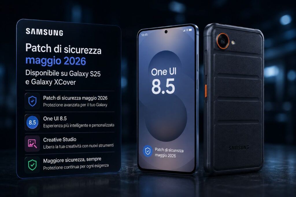 Samsung aggiorna Galaxy S25 e XCover con patch sicurezza maggio 2026 2 patch maggio 2026 s25