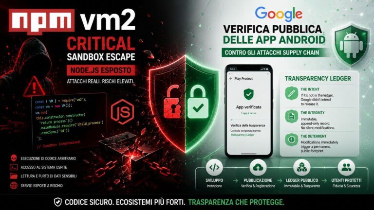 rce vm2 nodejs verifica crittografica app android