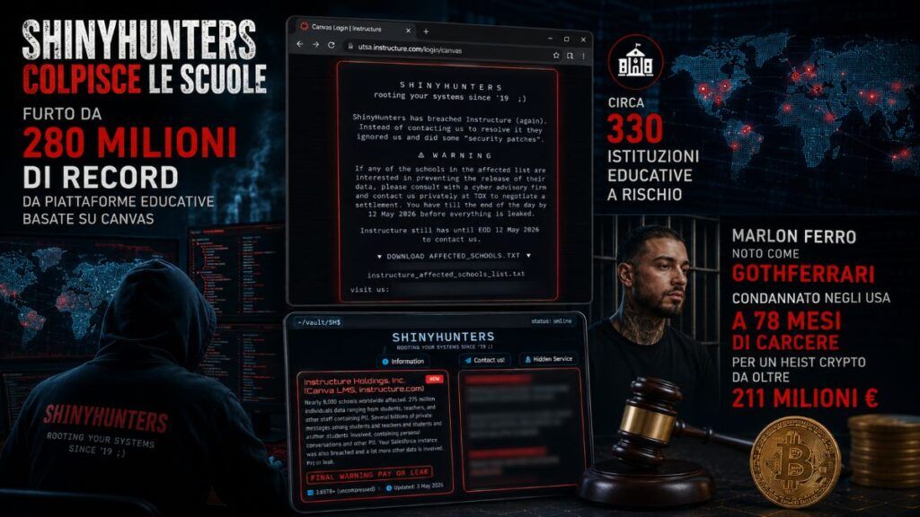 shinyhunters attacco canvas scuole condanna hacker crypto