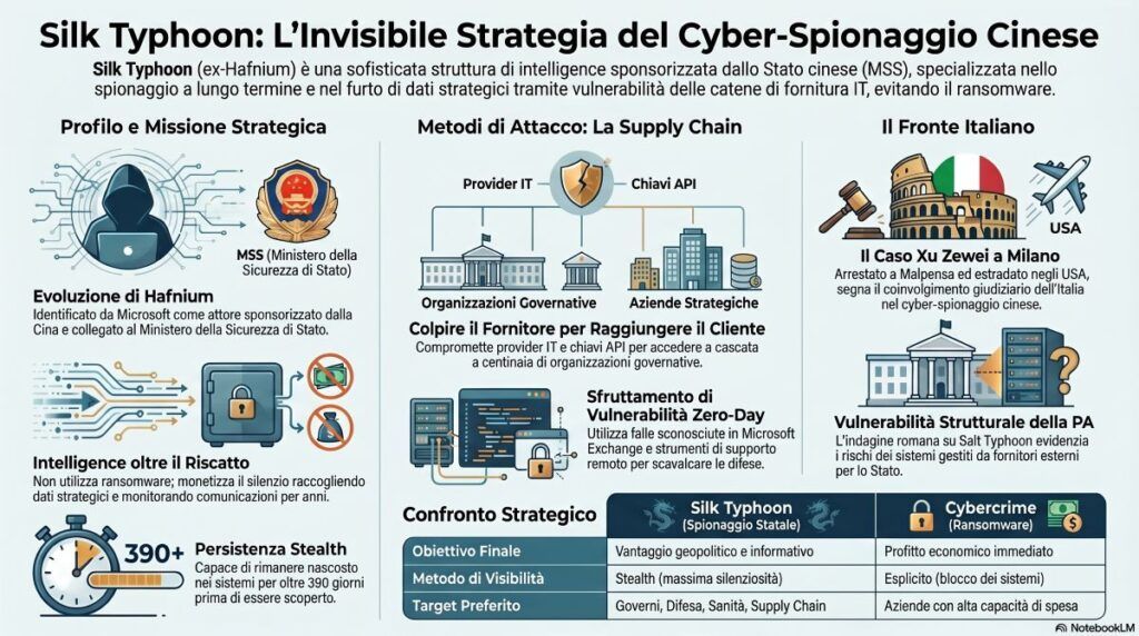 Silk Typhoon, chi è il gruppo cyber cinese dietro la nuova guerra invisibile 3 silk typhoon strategie infografica