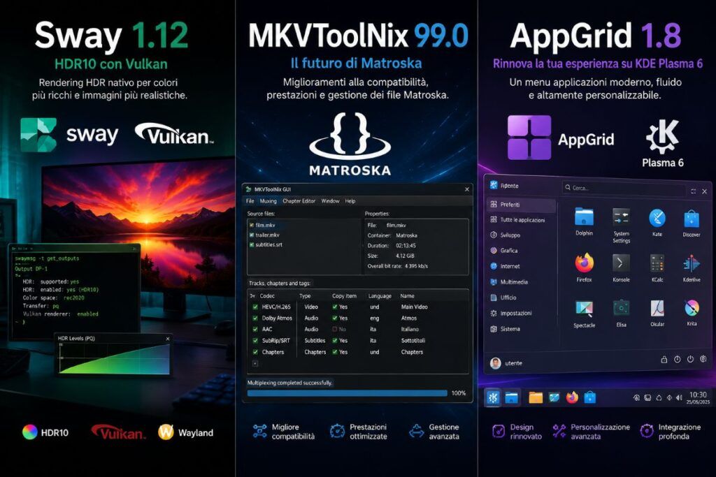 Sway 1.12 porta HDR10 su Wayland, MKVToolNix e AppGrid aggiornano Linux 2 sway 1 12 mkvtoolnix appgrid linux