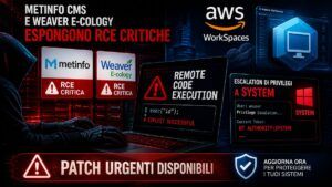 Vulnerabilità critiche colpiscono MetInfo, Weaver e AWS WorkSpaces. Attacchi in corso