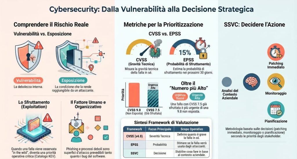 Vulnerabilità informatiche: guida a CVE, exploit, zero-day e difesa 4 vulnerabilita informatiche infografica decisione strategica