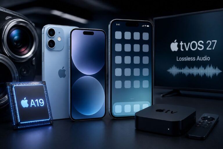 Leak su iPhone 18 base con lenti e processore migliorati iOS 27 con home screen libera e tvOS 27 con audio Lossless su Apple TV