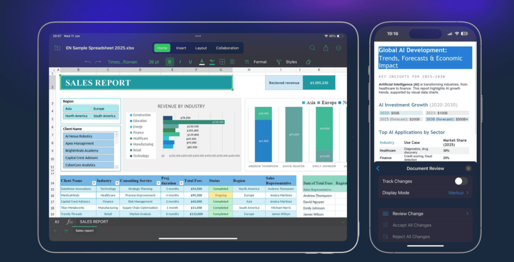 ONLYOFFICE 9.4 integra Mistral AI su mobile e rafforza desktop con sicurezza e temi 4 OO mobile