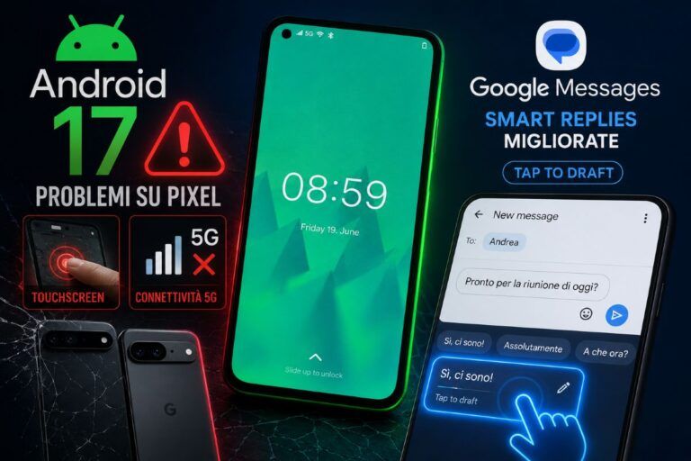 android 17 problemi touchscreen 5g
