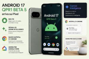 Google aggiorna Pixel, Chrome e Home: Android 17 QPR1 Beta 5 corregge bug, mentre Gemini si espande