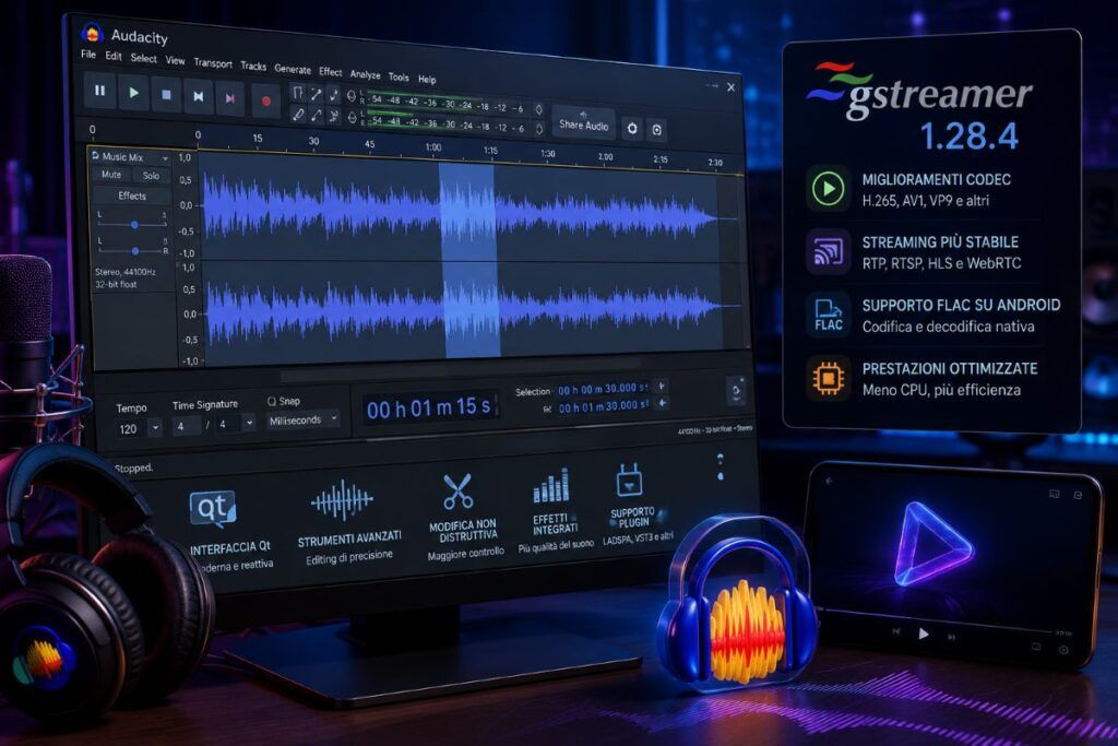 Audacity 4 si reinventa con Qt mentre GStreamer 1.28.4 prepara il multimedia del futuro 2 audacity 4 qt gstreamer 1 28 4