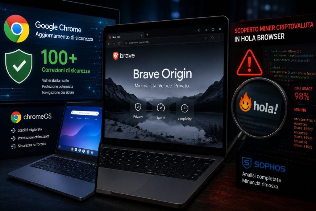 Chrome corregge centinaia di falle, Brave lancia Origin e Hola finisce nel caso miner 2 chrome brave origin hola browser