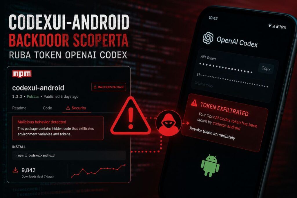 Backdoor codexui-android UI ruba token OpenAI Codex, supply chain attack colpisce npm e Android 2 codexui android