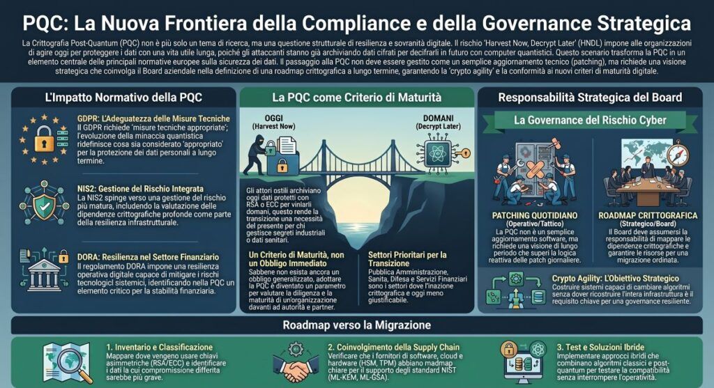 Crittografia post-quantum: guida definitiva alla sicurezza contro i computer quantistici 5 crittografia post quantum infografica governance