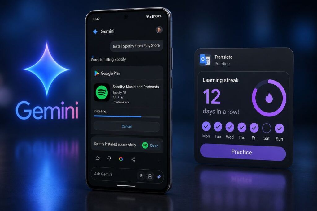 gemini play store installazione app google translate practice widget