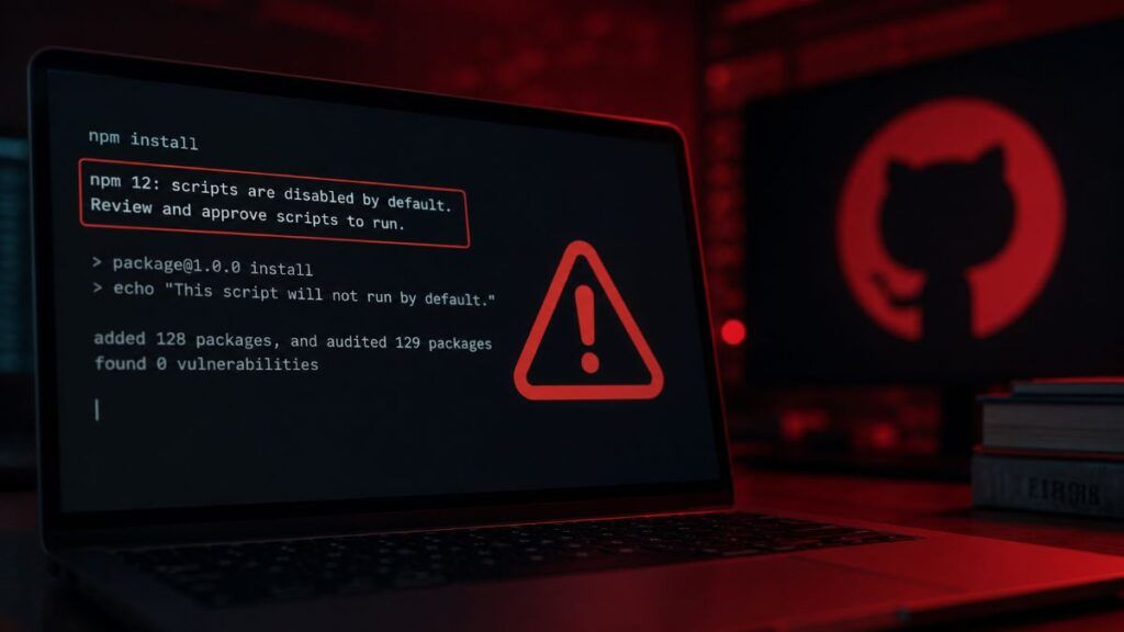 Terremoto GitHub: npm 12 blocca gli script di default (mentre il temibile worm Miasma va online) 2 github npm 12 supply chain worm miasma
