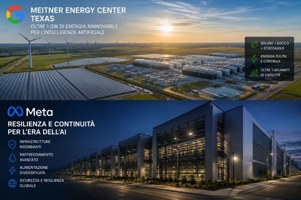 Google costruisce Meitner Energy Center mentre Meta testa blackout regionali estremi 2 google meitner energy center texas meta instantaneous powerloss storm