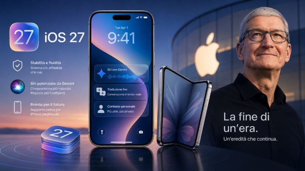 iOS 27, Tim Cook accelera sull’AI e prepara l’ultimo WWDC prima di lasciare Apple 2 ios 27 tim cook ai siri gemini iphone pieghevole
