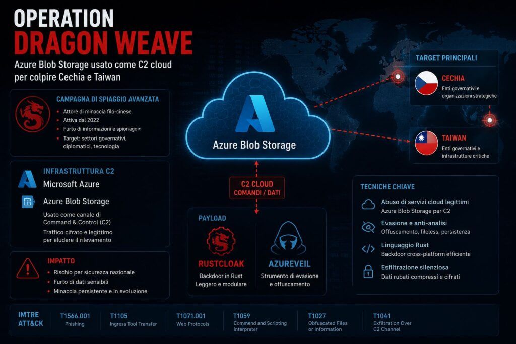 Operation Dragon Weave spia Repubblica Ceca e Taiwan con malware Rust avanzati su Azure Blob 8 operation dragon weaver