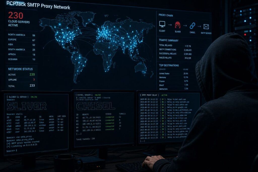 PCPJack sfrutta 230 server cloud con Sliver e Chisel per una rete proxy SMTP globale 2 pcpjack proxy smtp