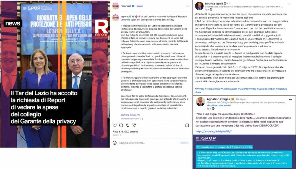 Report contro Garante Privacy: il Tar sulle spese smonta il gioco del tre a uno 2 report contro garante privacy tar spese report