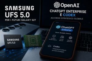 L'asso nella manica di Samsung per l'IA: arriva la memoria ultra-veloce UFS 5.0 e un maxi-accordo con OpenAI 4 L’asso nella manica di Samsung per l’IA: arriva la memoria ultra-veloce UFS 5.0 e un maxi-accordo con OpenAI