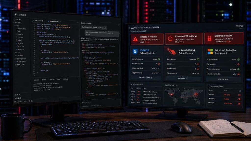 Minaccia AI Cursor IDE e Claude: evasione EDR contro Sophos e CrowdStrike 2 sophos minaccia ai cursor evasione edr
