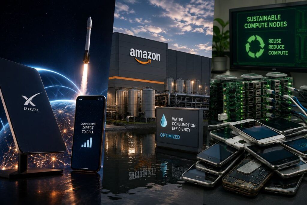 SpaceX scuote il mercato wireless, Amazon difende i suoi data center e la ricerca ricicla smartphone 2 spacex amazon data center smartphone cluster